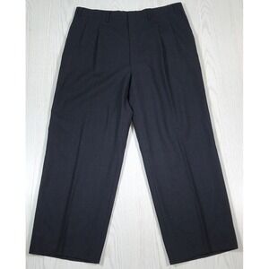 Vintage Worsted Wool Pants Mens 36x28 Deansgate Pleated Blue Made In USA 80s